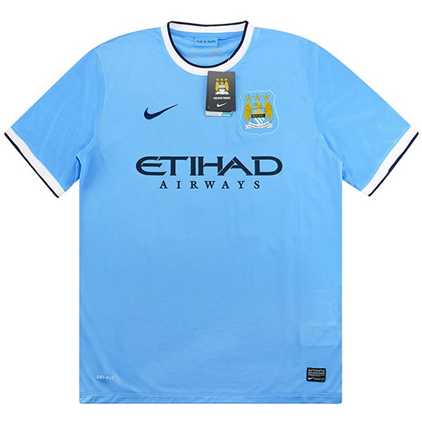 Camiseta Manchester City Replica Primera Ropa Retro 2013 2014 Azul